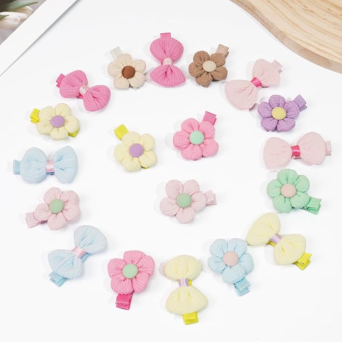 24Pcs Toddle Flower Hair Clips for Girls Baby Hair Clips Cute Floral Infant Candy Bow Non Slip Little Girls Hair Accessories for Thick Hair