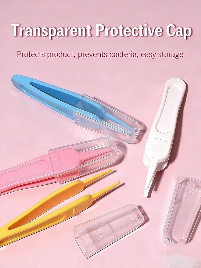 Baby Tweezers for Nose 7 Pcs, Nose Cleaning Tweezers Nose Picker with Round Head, Effective Booger Remover Tool, Navel & Ear Cleaner Clip, 7 Colors