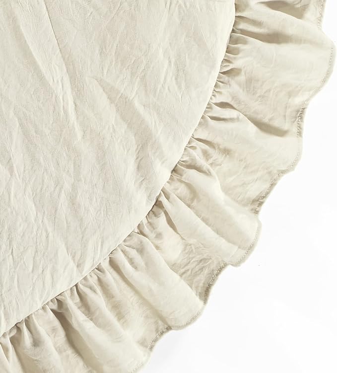 Lush Decor Baby Round Ruffle Play Mat 36" Diameter Neutral - Tummy Time Mat - Beige Playmat - Baby Play Mats for Floor - Nursery Decor