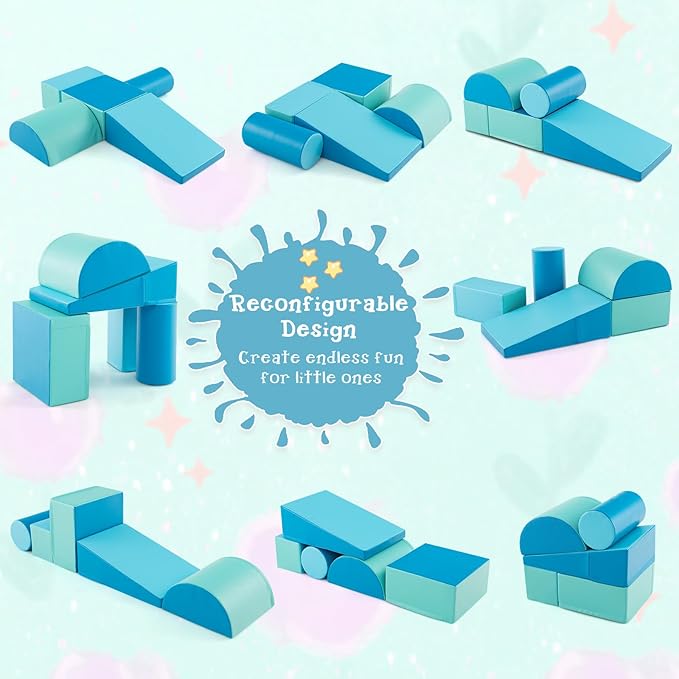 Costzon 5 Pieces Climbing Toys for Toddlers, Soft Foam Block Play Structures Infants Climbers for Child Development, Waterproof Kids Climbing Toys Indoor for Preschool Baby