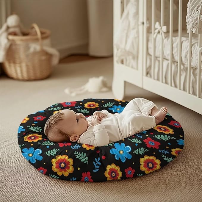 Newborn Lounger Cover, Soft Newborn Lounger Pillow Cover Comfortable Lounger Cover for Boys Girls Removable Infant Nest Pillow Slipcover Infant Lounger Cover Hippie Flower