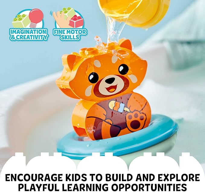 Lego DUPLO Bath Time Fun: Floating Red Panda 10964 Bath Toy for Babies and Toddlers Ages 1.5 Plus Years Old, Baby Bathtub Water Toys, Easy to Clean