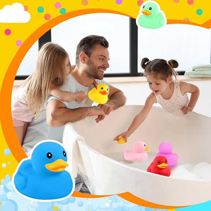Deekin 6 Pcs 5 Inch Multicolor Large Rubber Duck Assortment Toy Duckies Bulk Giant Squeak Rubber Duckies for Kid Baby Bath Shower Pool Classroom Summer Beach Activity
