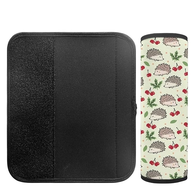 Biyejit Hedgehog Cherry Print Car Seat Strap Covers for Baby Kids, Anti-Slip Seat Belt Covers Strap Pads Cushion for Boy Girl, Protect Neck and Shoulder for Stroller, 2 Pack