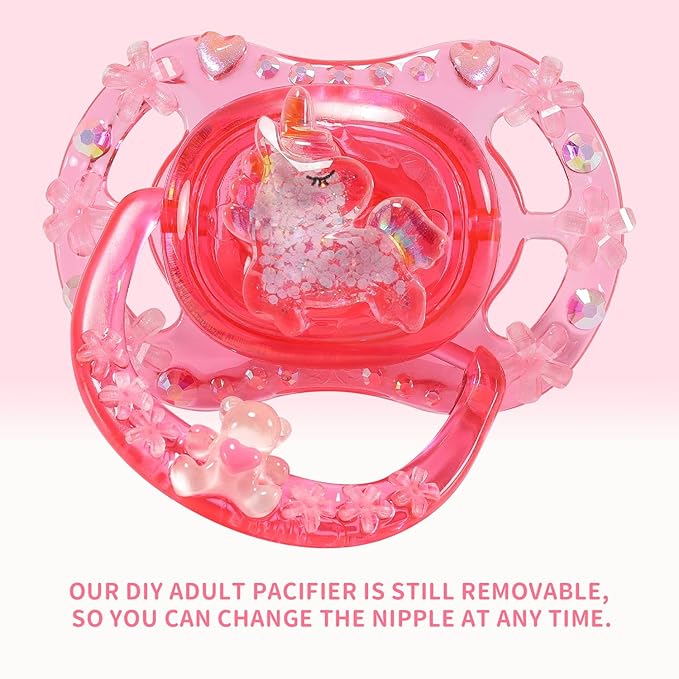 CutiePlusU Adult Sized Pacifier Dummy DIY Handmade- Pink