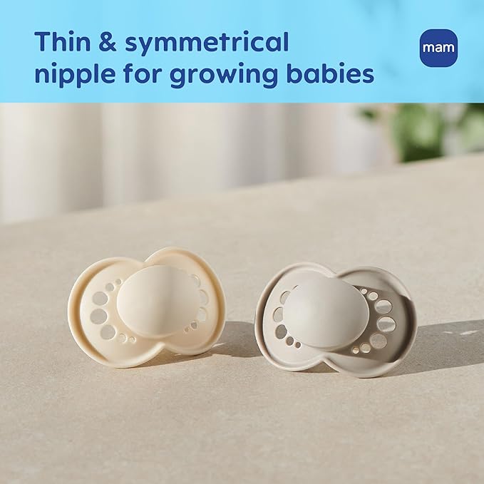 MAM Original Latex Baby Pacifier 6-16 Months, Binky for Newborn Babies, BPA-Free Skin Soft Silicone Nipple, Easy to Clean, Developed with Medical Experts, 2 Count, With Sterilizer Case, Made in Europe