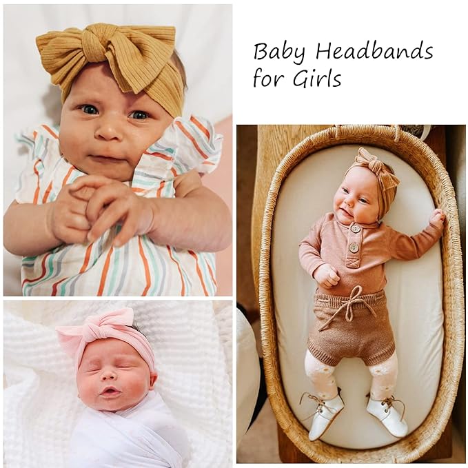 DRESHOW BQUBO Baby Nylon Headbands Hairbands Hair Bow for Girls Newborn Infant Toddlers Hair Accessories
