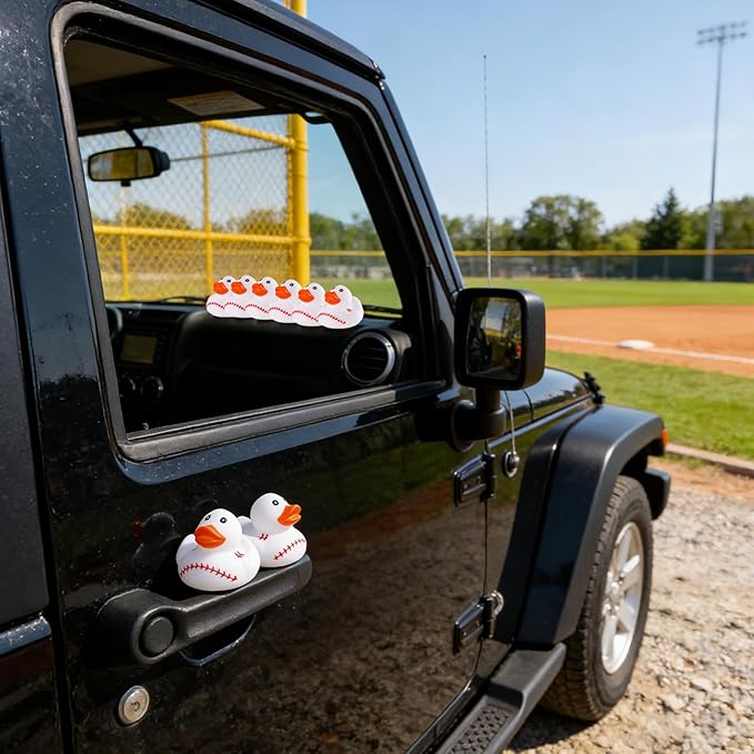 SCIONE 28 Pcs Baseball Rubber Ducks Bulk - 2 Inch Sports Theme Duckie Toys for Bath and Pool - Small Duck Figurines for Kids Birthday Party Favors, Classroom Rewards, Goodie Bag Fillers and Carnival