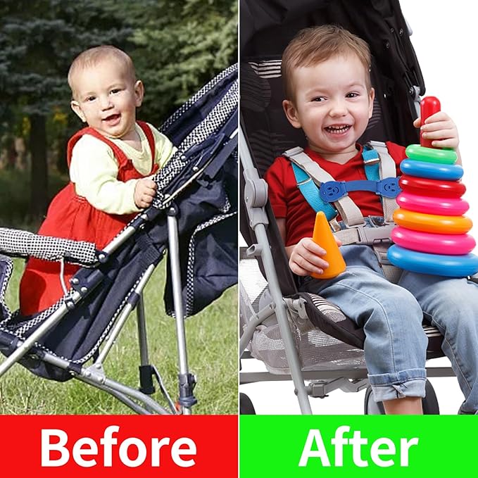 Anti Escape Strap, Baby Harness Chest Clip Safety Clip, Prevent Children/Kids Taking Their Arms Out of Child High Chairs/Strollers/Baby Reins, Blue(2 Pack)
