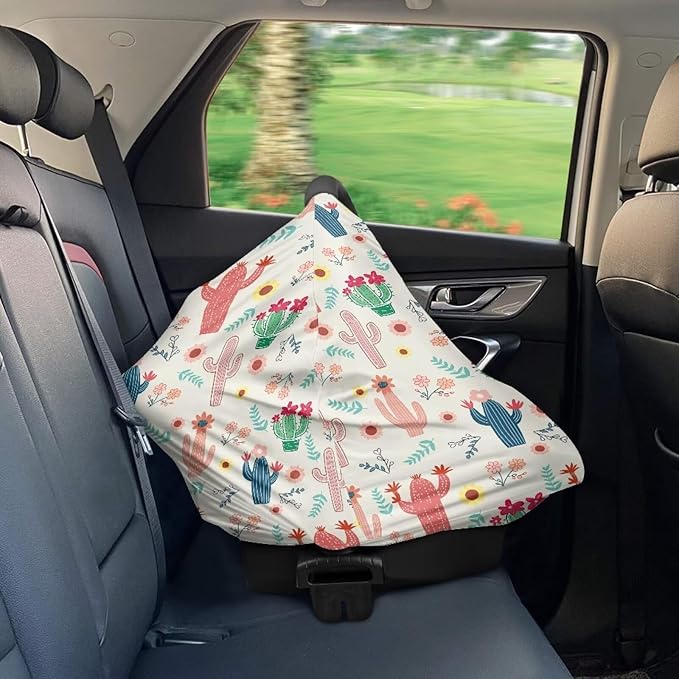 AFPANQZ Colorful Ccatus Stretchy Baby Car Seat Covers for Boys Girls Cool Mom Infant Car Canopy Spring Autumn Winter Snug Warm Breathable Windproof Open Peep Top Universal Fit
