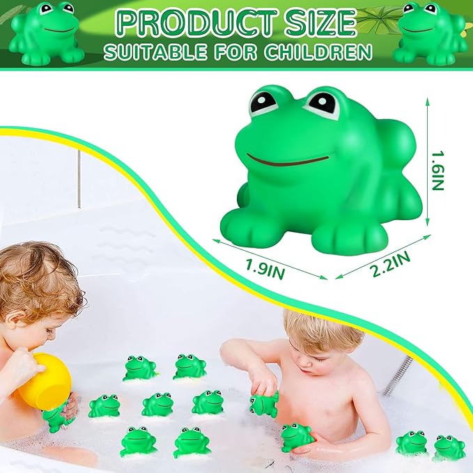 18 pcs Rubber Frogs for Kids, Cute Floating Squeaky Frog Bath Toy Mini Plastic Frogs for Cake Decoration Classroom Carnival Prizes Baby Shower Birthday Party Decoration
