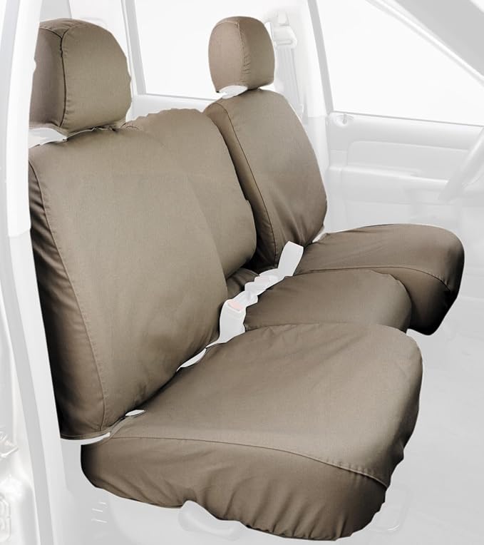 Covercraft Custom-Fit Rear-Second Seat Bench SeatSaver Seat Covers - Polycotton Fabric, Taupe