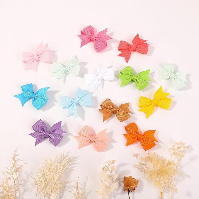 50PCS 2 Inch Baby Hair Bows Clips for Girls Grosgrain Ribbon Fully Lined Infant Hair Clips Accessories for Baby Girls Newborns Toddler in Pairs