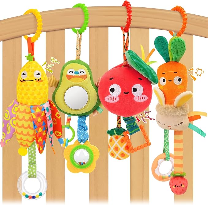 Baby Toys for 0 3 6 9 12 Months, Baby Hanging Toys, Car Seat Stroller Crib Gym Baby Rattle Toys with Teether for Newborn Infants Baby Boys Girls Gifts