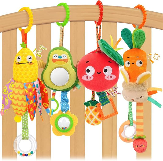Baby Toys for 0 3 6 9 12 Months, Baby Hanging Toys, Car Seat Stroller Crib Gym Baby Rattle Toys with Teether for Newborn Infants Baby Boys Girls Gifts