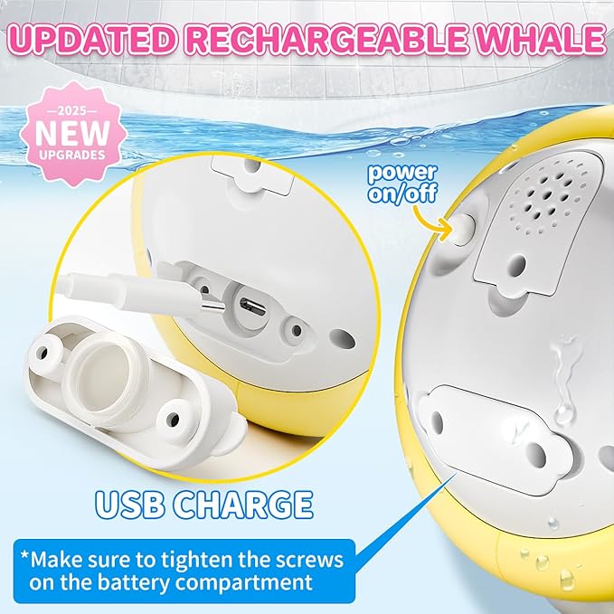 Rechargeable Glowing Whale, Water Sprinkler Bath Toy, Multi-Color Changing Lights & Sprayer for Toddlers 1-3, Outdoor Pool Bathtub Toys Baby Kids, Birthday Gift Boys Girls Age 1 2 3 Year Old