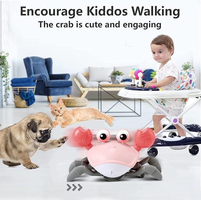 control future Baby Girl Toys Tummy Time: Pink Crawling Crab Babies Montessori Toy Learning 36 Months 3 Year Old Birthday Infant Girls Valentines Gifts Stuff 0 1 2 Essentials
