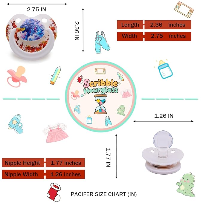 Adult Pacifier for Anxiety: Cute Paci Large Shield for Sleep - Handle Binky with Pacifier Clips