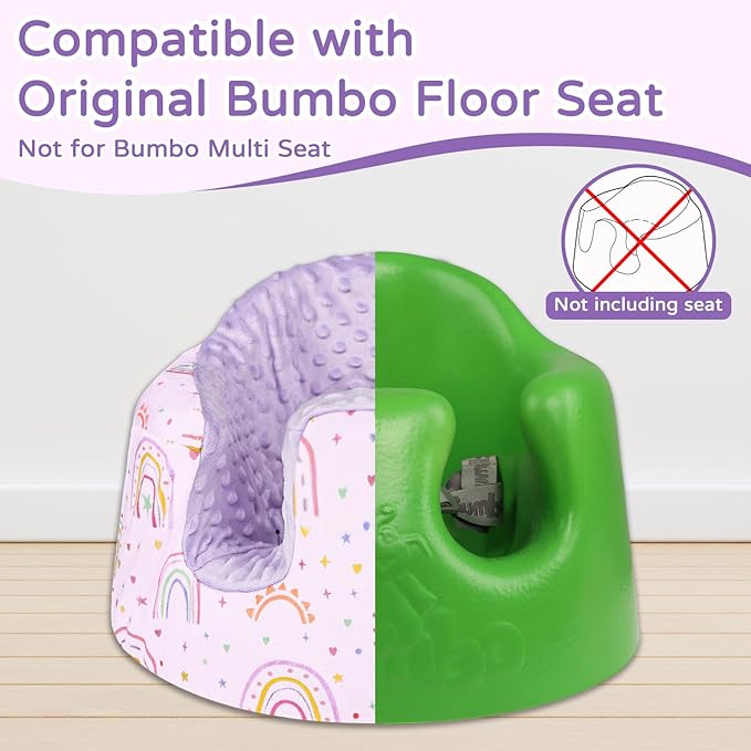 Seat Cover Compatible with Bumbo Seat, Soft and Breathable Baby Floor Seat Cover for Baby Boy & Girl (Cover Only), Purple Love and Rainbow