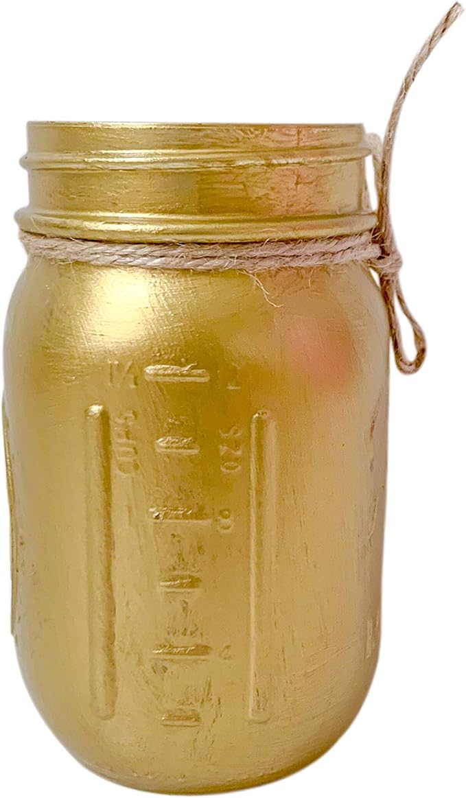 VivasFlowerShop Painted Mason Jar Centerpieces for Tables, Pint Mason Jars for Centerpieces, Small Mason Jar Pen Holder, Mason Jar Decor, Pint Size, Mason Jars for Table Centerpieces (Gold)