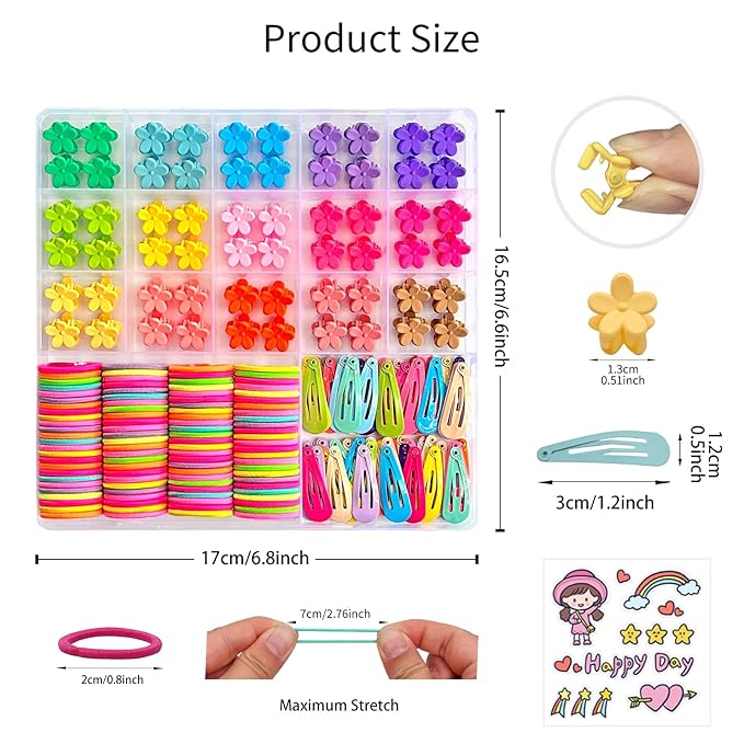 Hair Accessories for Toddlers, 220pcs, Colorful Mini Flower Claw Clips for Toddlers Cute Tiny Snap Hair Clips Metal No Slip Snap Hair Barrettes for Baby Fine Hair