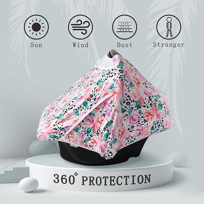 Little Tots Baby Car Seat Canopy Cover, Breathable Sun Shade, Full Privacy for Newborns & Infants, Universal Fit for Boys & Girls
