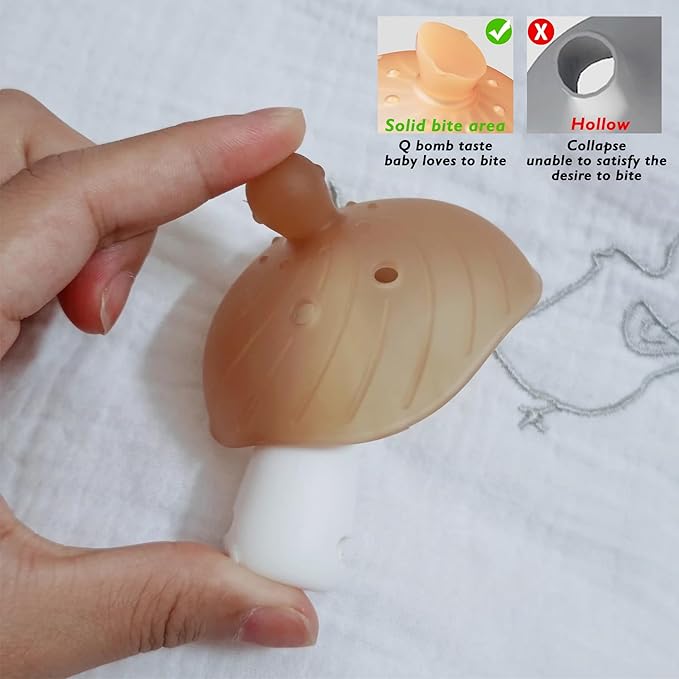 Baby teether Toy for Babies 2-12 Months,Teething for Babies 2-6 Months,Umbrella Chew Toy for Baby, Travel Case,None Glue, Silicone teether, BPA Free, for Day