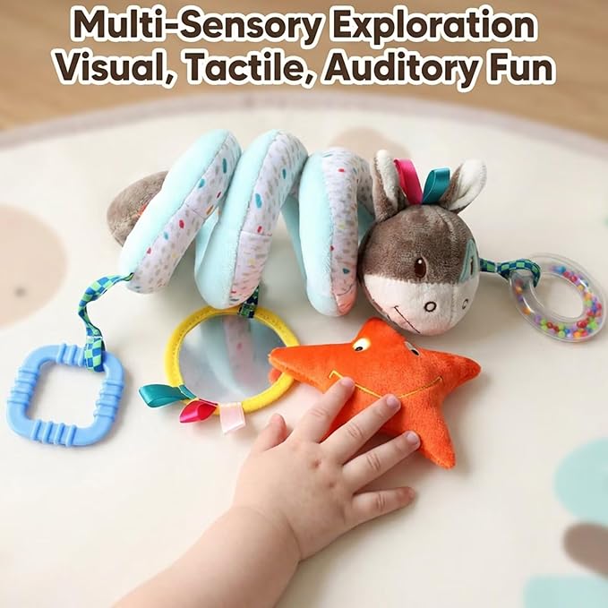 Multi-Use Baby Spiral Activity Toy – Spiral carseat Toy for Car Seat, Stroller,Play Gym, Keeps Baby Quiet, Easy Travel Solution