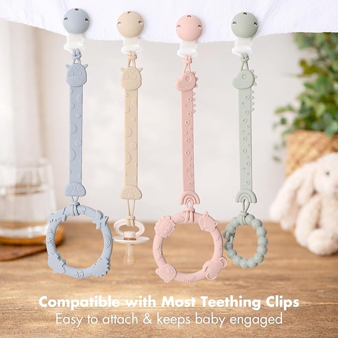 Silicone Teethers for Babies 0-6 6-12 Months Teething Toys for Infants Baby Chew Toys for Sucking Needs Baby Teething Rings for Infant Boys and Girls 3 Pack-Dinosaur-Blue