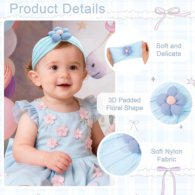JOYOYO 5 Colors Baby Flower Headbands and Socks Baby Girls Nylon Headband Soft Hairbands Hair Accessories for Newborn Infant Toddler Kids