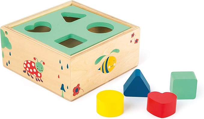 small foot wooden toys Small Foot Wooden Toys Shape-Fitting Activity Cube "Move it!" playset designed for children 12+ months, Multi (10944)