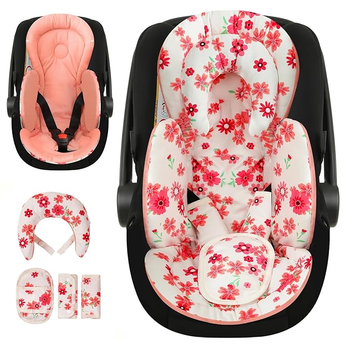 Infant Car Seat Insert, Body Support for Baby Newborn Infant Toddler with Extra Headrest, Shoulder Pads Set, Soft, Plush Fabric, Reversible Design Fits for Stroller, Baby Swing, Bouncer