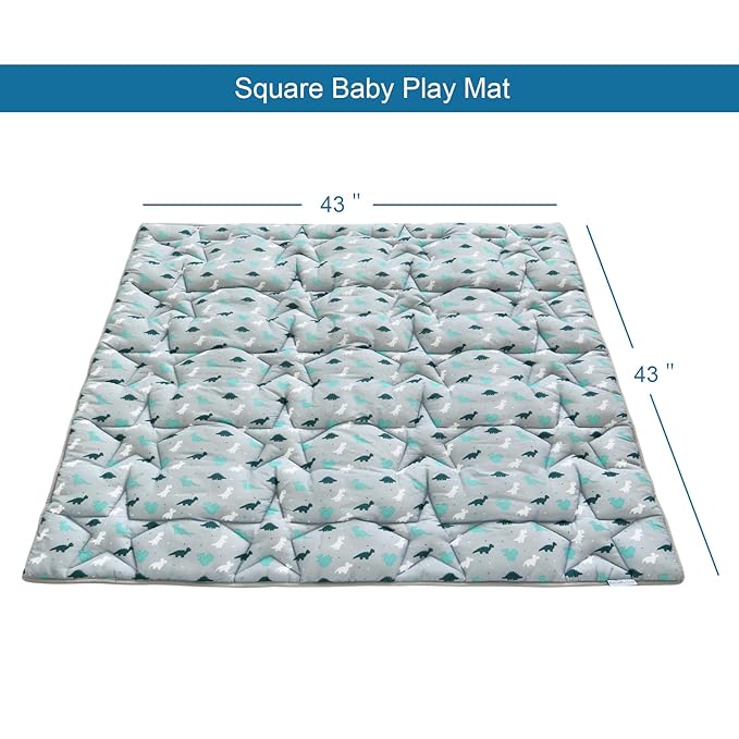 SPRINGSPIRIT Baby Play Mat, 43x43 Playmat for Playpen, Thicken Baby Mat for Floor, Non-Slip Washable Playmat for Babies, Toddlers, Grey