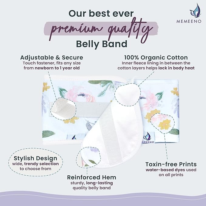 MEMEENO Baby Belly Band - Gas & Colic Relief, Heated Tummy Wrap for Newborns
