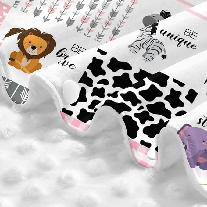 Personalized Baby Car Seat Canopy for Babies, Custom Name Car Seat Covers for Girls, Opening Minky Nursing Breastfeeding Cover for Infant, Carseat Canopies for Newborn (Zoo Animals)