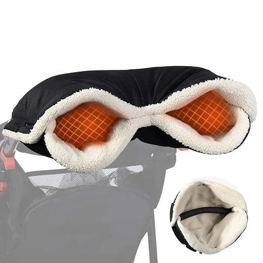 Orzbow Winter Stroller Gloves, Waterproof Mittens for Cold Weather With Berber Fleece, Universal Anti-freeze Hand Muffs, Easily Attaches to Stroller, for Parents and Caregivers, Cozy & Warm, Black