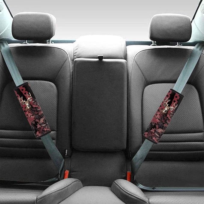 AFPANQZ Two Pack Car Seat Belt Cover for Women Mens Leaves and Deer Print Drivers Shoulder Protetion Car Seats Accessories Vehicle Auto Seatbelt Cushion Pads