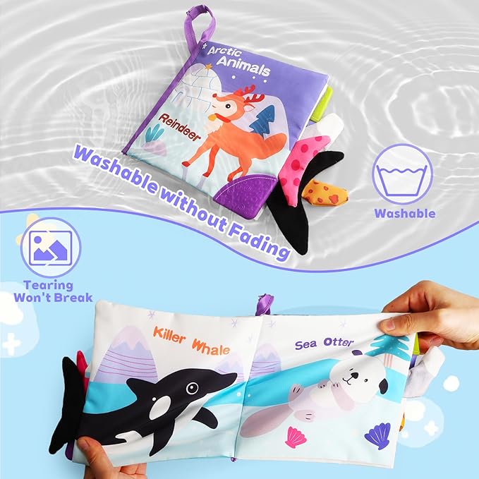 Baby Books 0-6 Months, Infant Tummy Time Toy 6-12 Months Touch Feel Book Travel Toy Gifts for Boys Girls 0-3 Months Baby Shower Birthday Easter Basket Stuffers