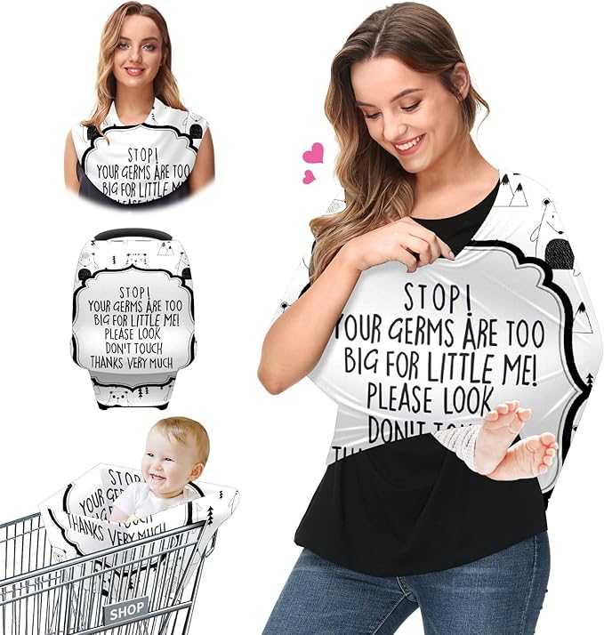 Baby Car Seat Stroller Covers - Don't Touch Cute Bear Nursing Cover - Soft, Breathable, Stretchy - For Boys & Girls