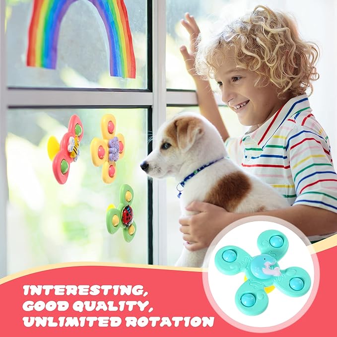 6 Pieces Suction Cup Spinner Toy Sea Theme Sensory Bath Spinner Toys Bear Butterfly Suction Cups for Birthday Learning Game and Party Supplies