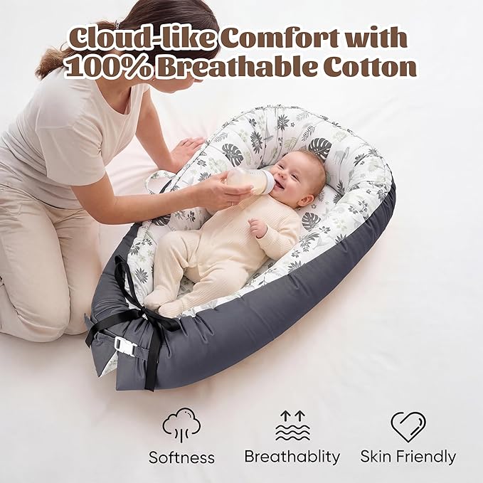 Baby Lounger for Newborn, Baby Lounger Covers & Soft Baby Nest Cover Babies Essentials Gifts,Dock A Tot Portable Infant Lounger