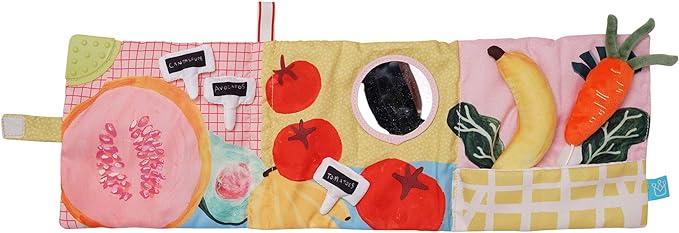 Manhattan Toy Mini-Apple Farm Soft Activity Crinkle Book for Baby & Toddler with Discovery Mirror and Textured Teether