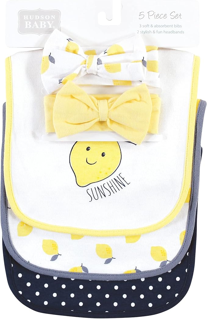 Hudson Baby Unisex Baby Cotton Bib and Headband Set