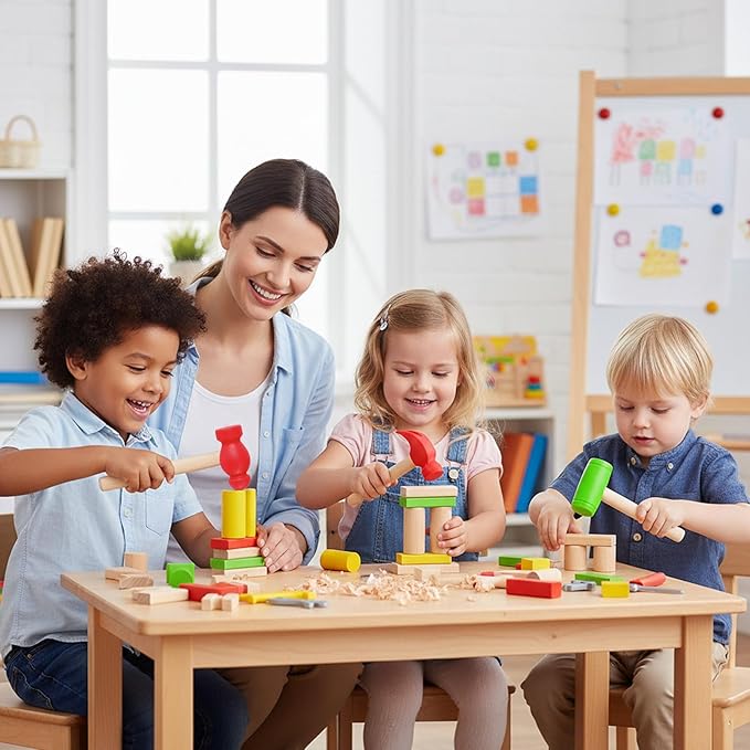 3 PCS Toy Hammers, Wooden Hammer Toys Mallets, Simulation Fake Plastic Maintenance Tools for Birthday Party Supplies