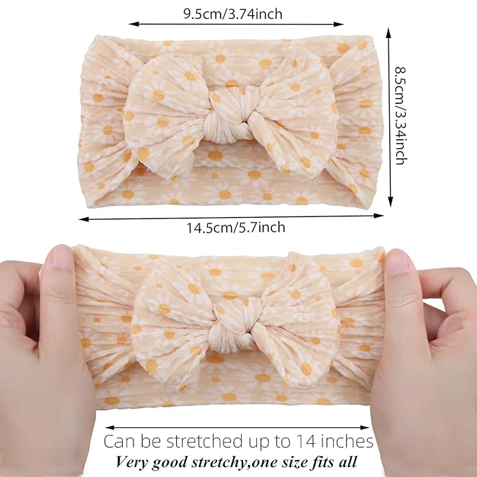 KIDOCHEESE Baby Girls Headbands with Bows Elastics Nylon Hair Bows Hairbands Hair Accessories for Newborn Infant Toddlers Kids