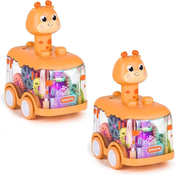 ShinySong Baby Toy Cars Press and Go Car for Toddler, Light Up Toys Birthday Gifts for Kids Boys Girls, Giraffe 2PCS