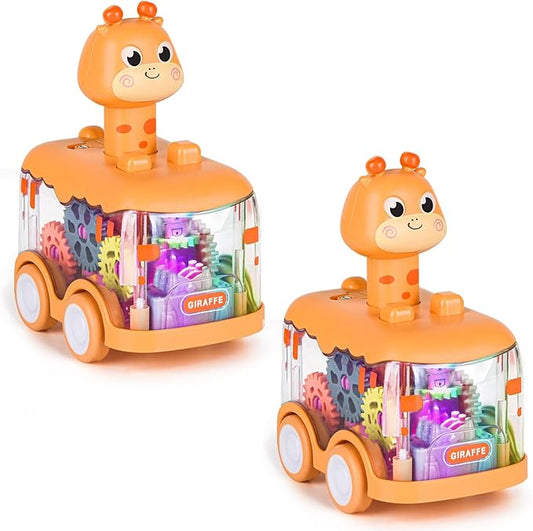 ShinySong Baby Toy Cars Press and Go Car for Toddler, Light Up Toys Birthday Gifts for Kids Boys Girls, Giraffe 2PCS