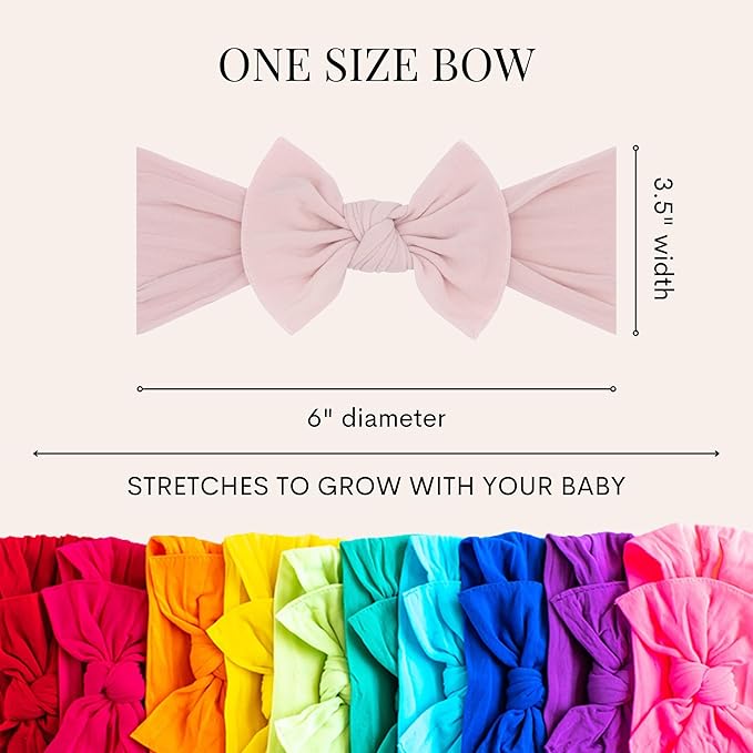 Baby Bling Bows - Newborn to Little Baby Girl Bows, 2 Pack Nylon Super Soft Stretchy Knot Toddler Headbands, Perfect Hair Accessories Head Bands for Infant Kids(Sky & Seafoam)