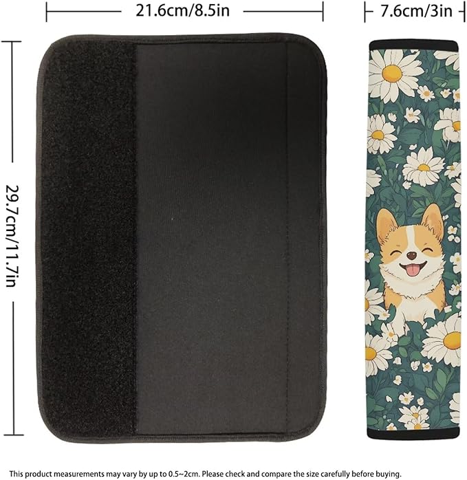 Universal Car Seat Belt Cover Pad,Super Soft Comfortable Shoulder Seatbelt Pads Cushions,Pack of 2 Corgi Print