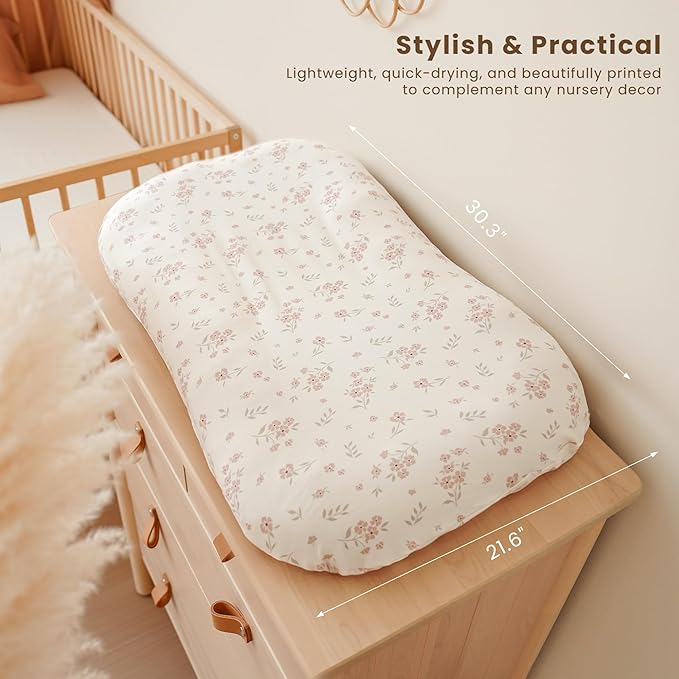 Konssy 2 Pack Baby Lounger Cover, Stretchy and Soft Newborn Lounger Cover, Infant Lounger Slipcover for Boys Girls, Covers Only (Blossom,Taupe)